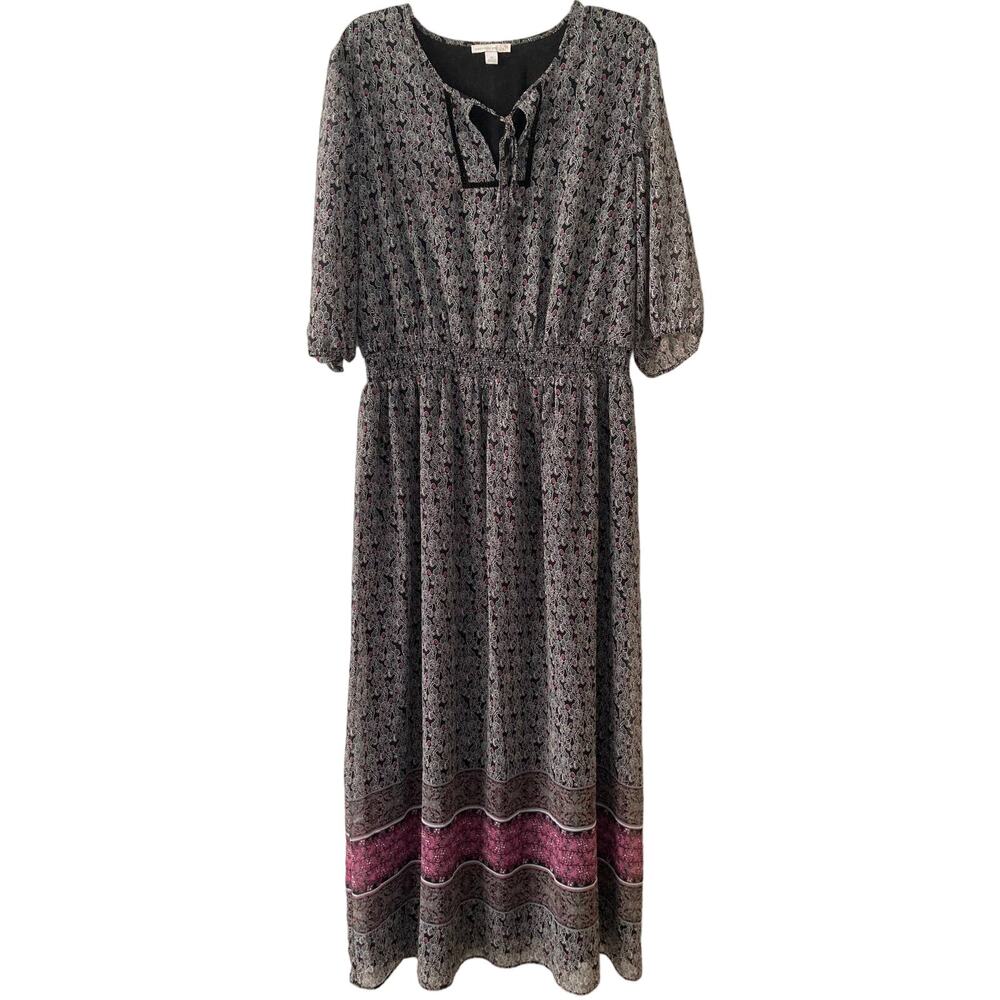 Westport 1962 Black/blue/pink Floral Maxi Dress Plus Sz16